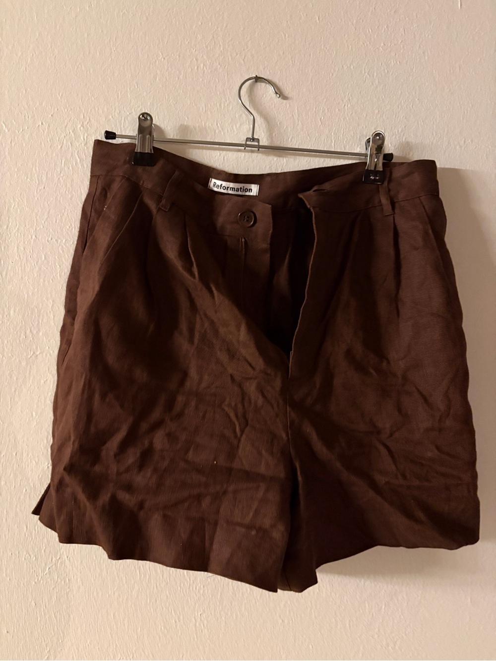 Reformation Chocolate Brown Tailored Shorts